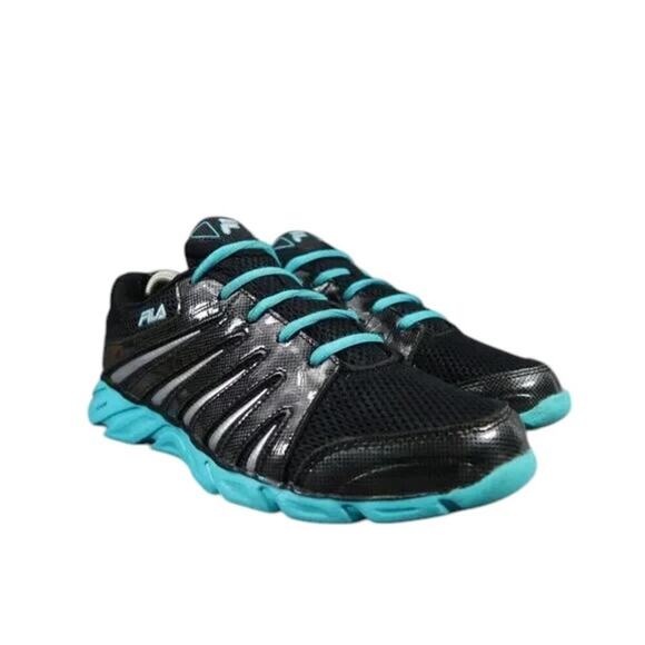 Fila Shoes - Fila Shoes Womens 10 Athletic Trainers Running Foam Cool Max Black Blue Comfort